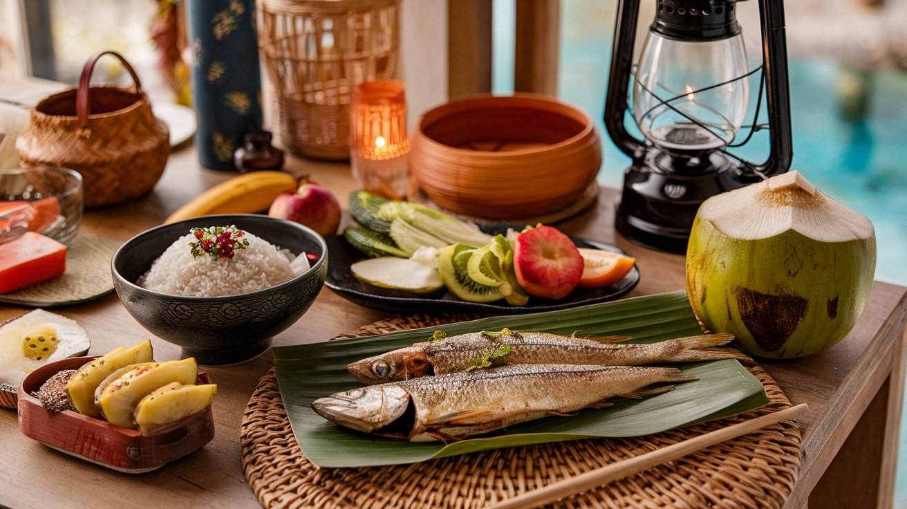 a-photo-of-a-table-set-with-balinese-and_58lZNFHgQkSE2C8csMjxWw_MV2ZHS41REe8uKtqa03O2A
