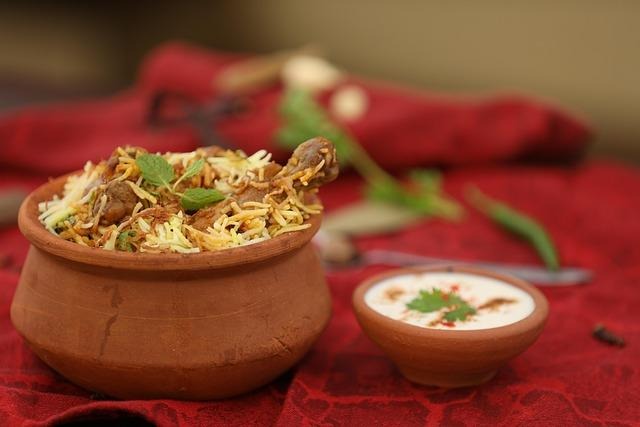 Hyderabadi biryani and Mirchi ka Salan, famous spicy foods of Hyderabad. one of the most hot food destinations in india
